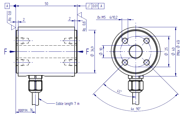 柱式耐（nài）衝擊傳（chuán）感（gǎn）器尺寸圖